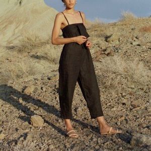 ozma of california linen black jumpsuit